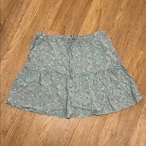 Brandy Melville O/S Sage Green Kenzo Ditsy Floral Ruffle Mini Skirt Drawstring